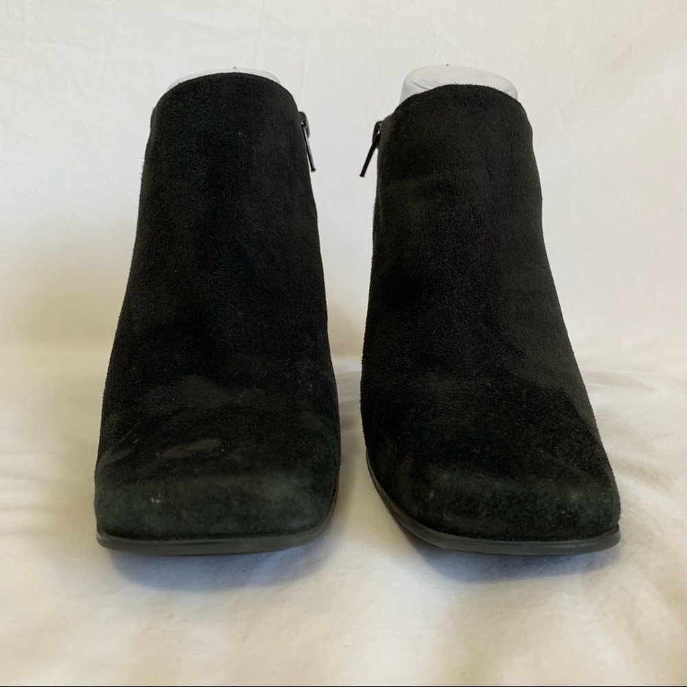 Bandolino Black Suede Urbane Zipper Booties, square toe, high heels, women’s 9 - Picture 5 of 16